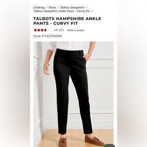 Talbots Hampshire Ankle Pants Curvy 12P